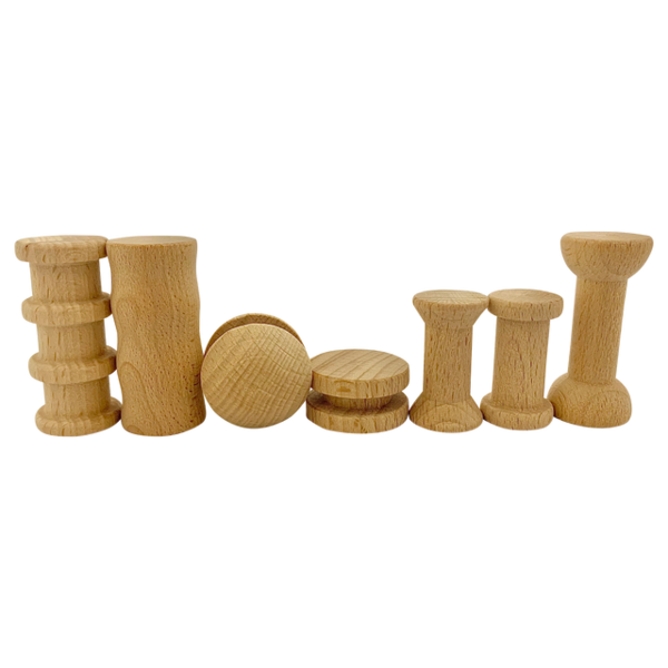 Papoose Toys Mini Natural Spool Set 7pc