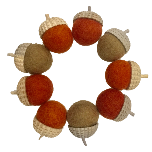 Papoose -Spielzeug natürliche Eicheln 9PC