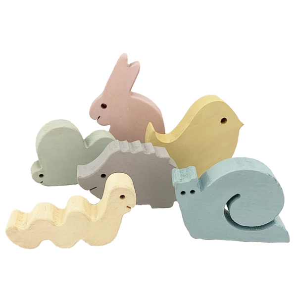 Papoose -Spielzeug Pastellholz Garten 6pc
