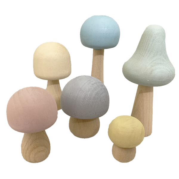Papoose -Spielzeug Pastellholzpilze 6PC