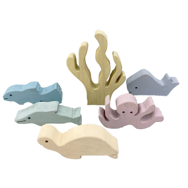 Papoose -Spielzeug Pastellholz Sea Story 6pc