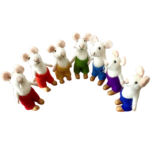 Papoose -Spielzeug Regenbogenmäuse 7pc