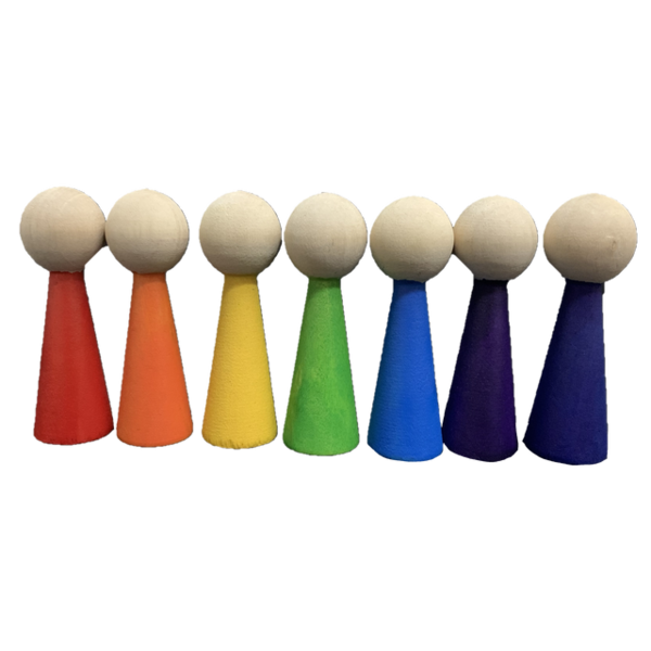 Papoose -Spielzeug Regenbogen Menschen 7pc