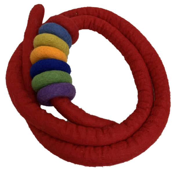 Papoose -Spielzeug rotes Filzseil und 7 Files Donuts