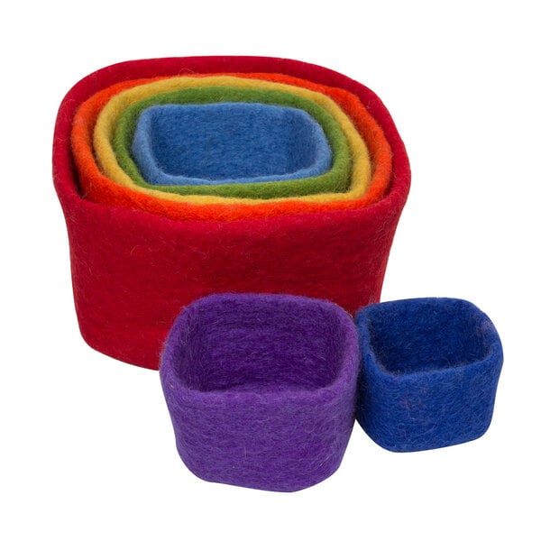 Papoose -Spielzeug Stapelwürfel Regenbogen 7pc