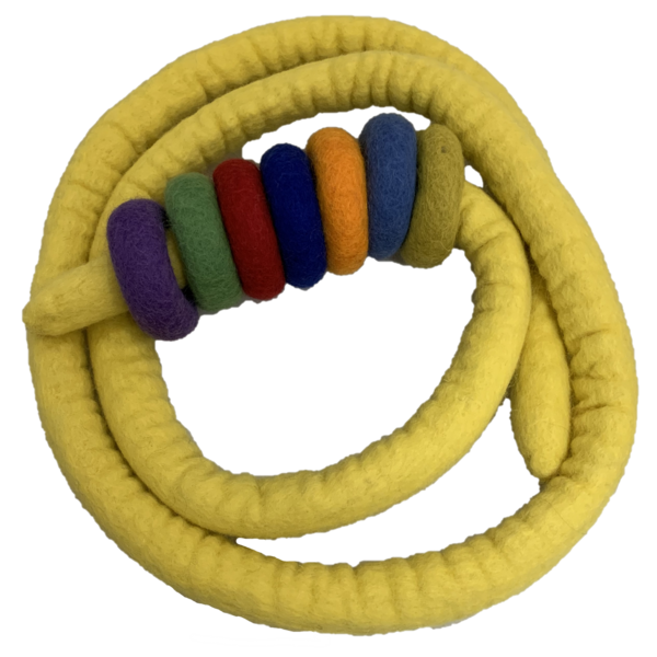 Papoose -Spielzeug gelbes Filzseil und 7 Files Donuts