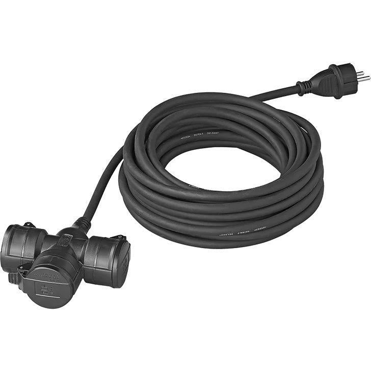 Verlängerungskabel Schuko 3-fach 20 Meter 3x1,5 mm² Schwarz