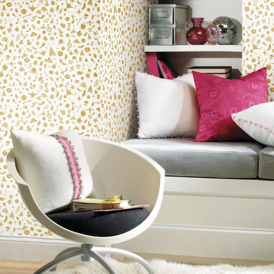 Mitbewohner Tapetenschale und Stickikonen 503 cm Vinyl Gold