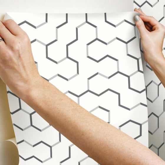 Mitbewohner Tapetenschale und Stick geometrisch 503 cm Vinylgrau