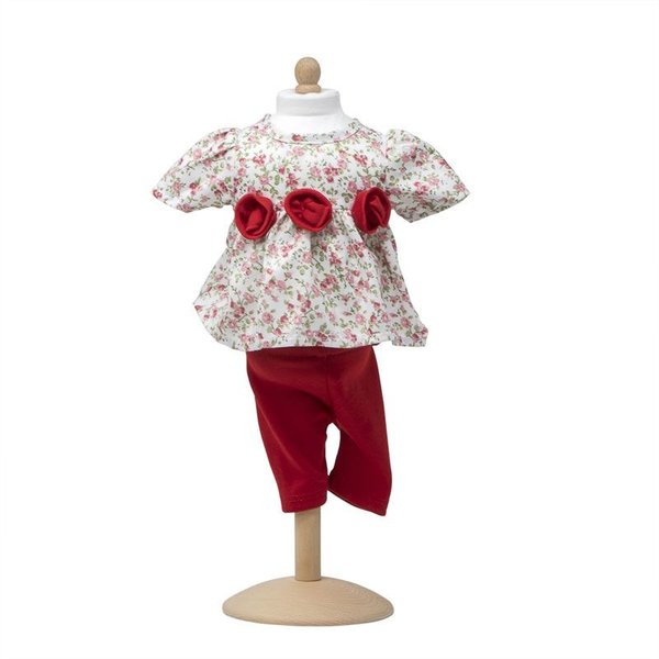 Rosenkleid mit roten Leggings 47-51 cm