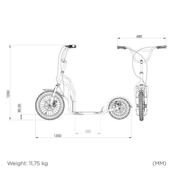 Stiga Sport Air Scooter 16 Zoll Autoped Stief Silber