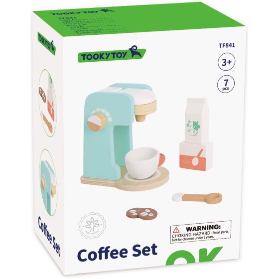 Toky Toy Holzkaffeemaschine mit Accessoires 7-teilig