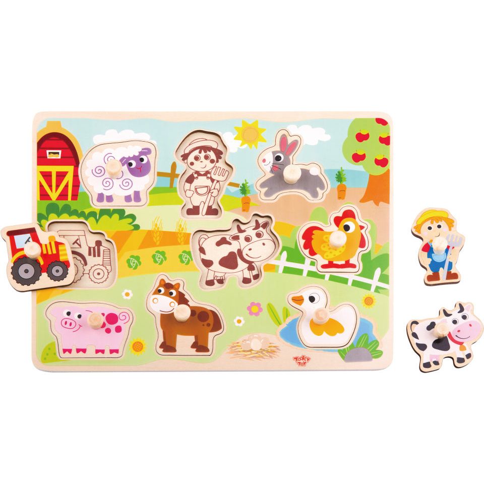 Toky Toy Educational Holzform Puzzle Farm 10-teilige