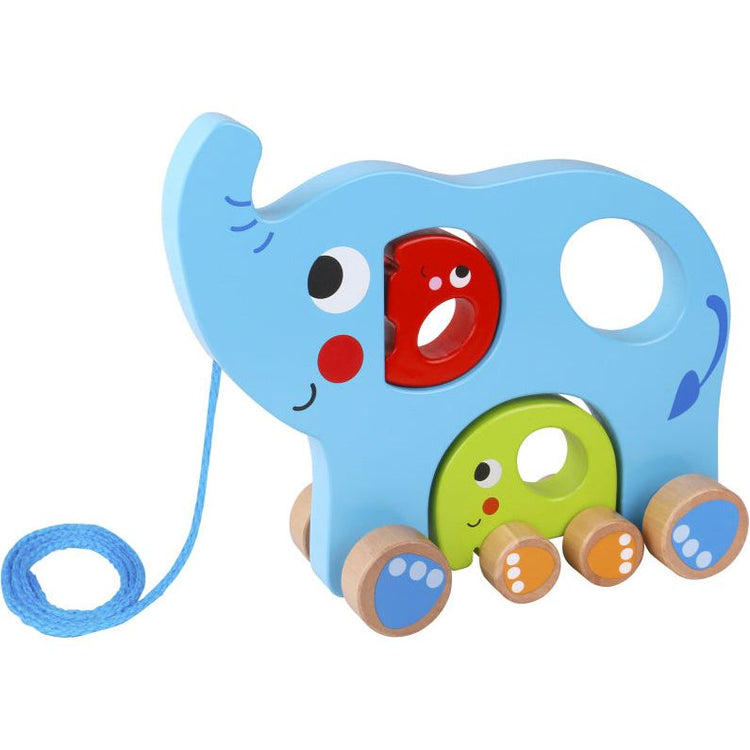 Toky Toy Elephant Holz Trek Abbildung 18 Monate Blau 3-teiliger