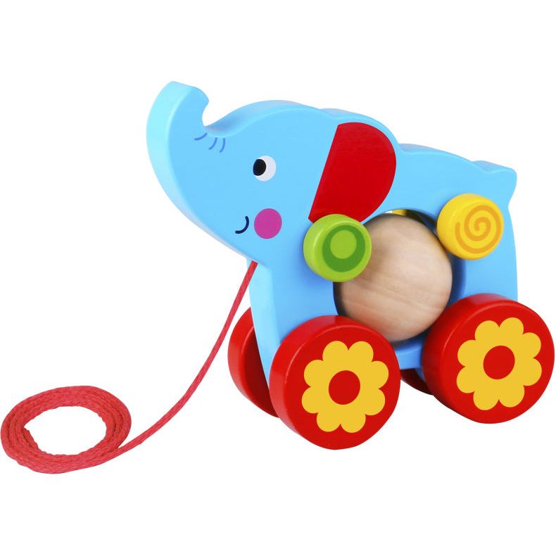 Toky Toy Elephant Holz Trek Abbildung 18 Monate blau rot