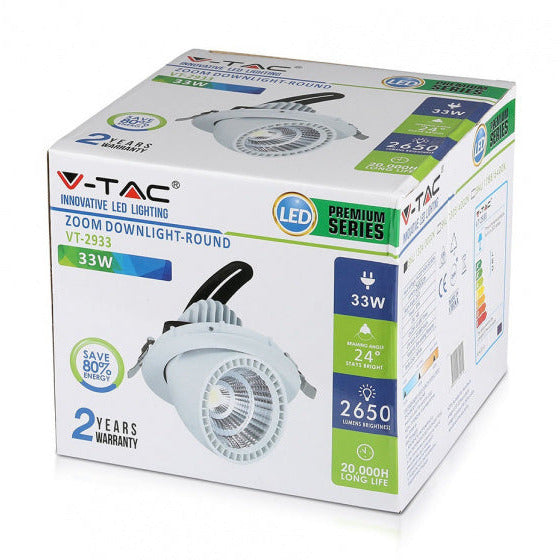 V-TAC-Einbau VT-2933 LED 2650 Lumen 16,5 cm Aluminium Weiß