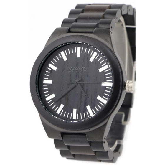 Wave Hawaii Watch Citizen Miyota Männer 4,5 cm Holzstahl schwarz schwarz