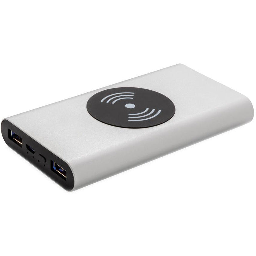 Powerbank Wireless 10.000 mAh 12,5 cm Alu Silber